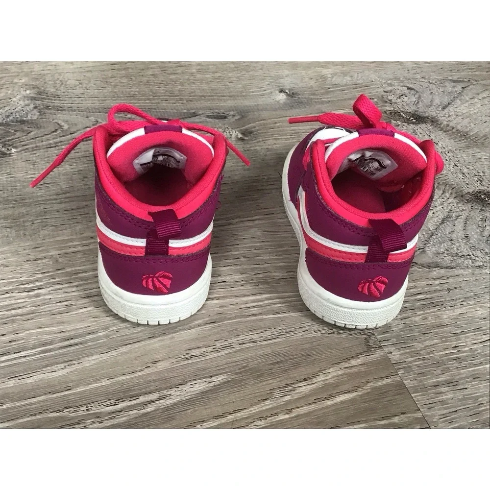 Jordan 1 Mid Shoes Infant 5C Baby Toddler Very Berry Rush Sneakers 644507-661